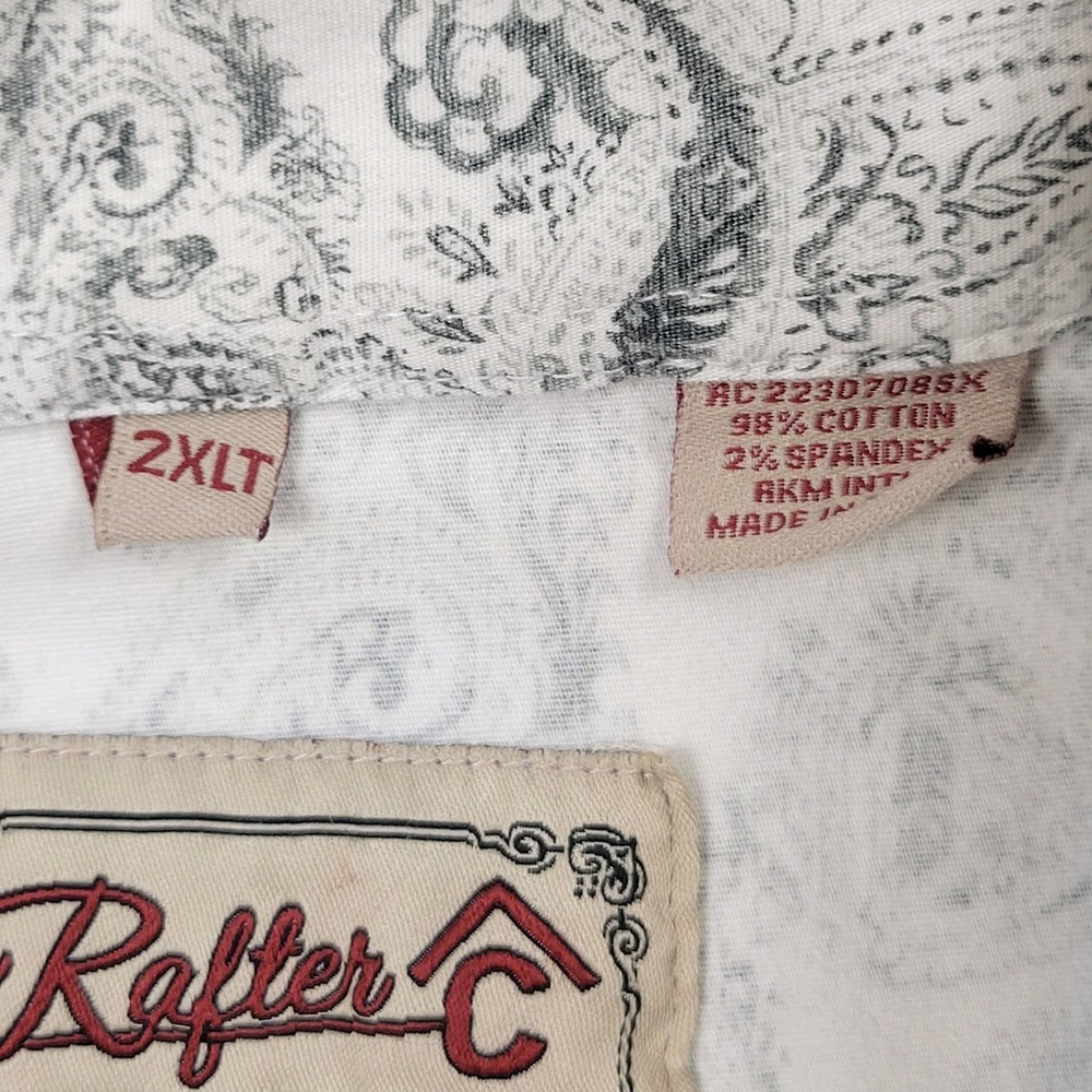 Rafter C Cowboy Collection Pro Flex 45 Pearl Snap Long Sleeve Paisley 2XLT Shirt - Picture 8 of 10